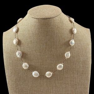 Margo Morrison | Sterling Silver Coin Pearl Necklace | 20” Adjustable